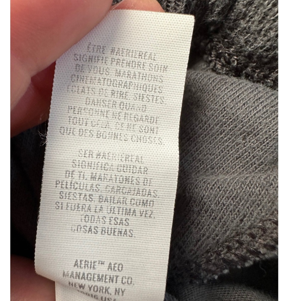 Aerie Charcoal Grey Cargo Jogger Sweatpants XL Drawstring Elastic Waist Lounge - Picture 7 of 10